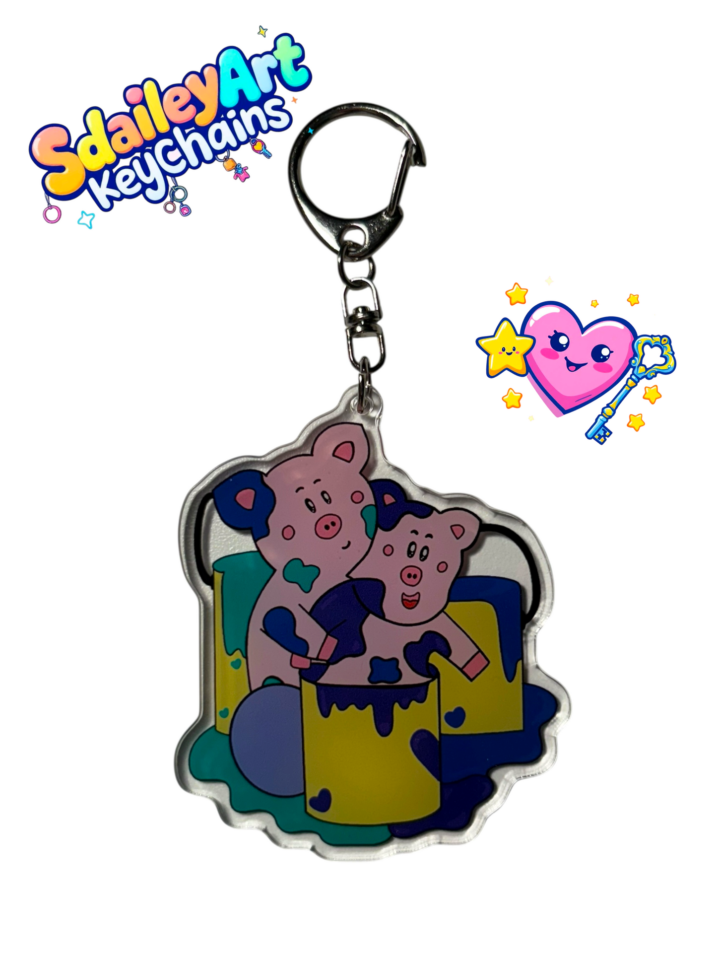 Painted Pig Keychain