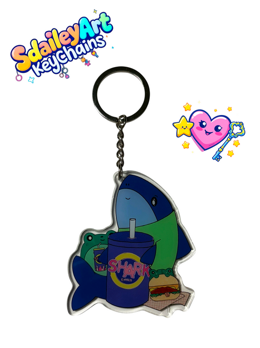 Sharkie and Frog ( FAIR FOOD ) keychain