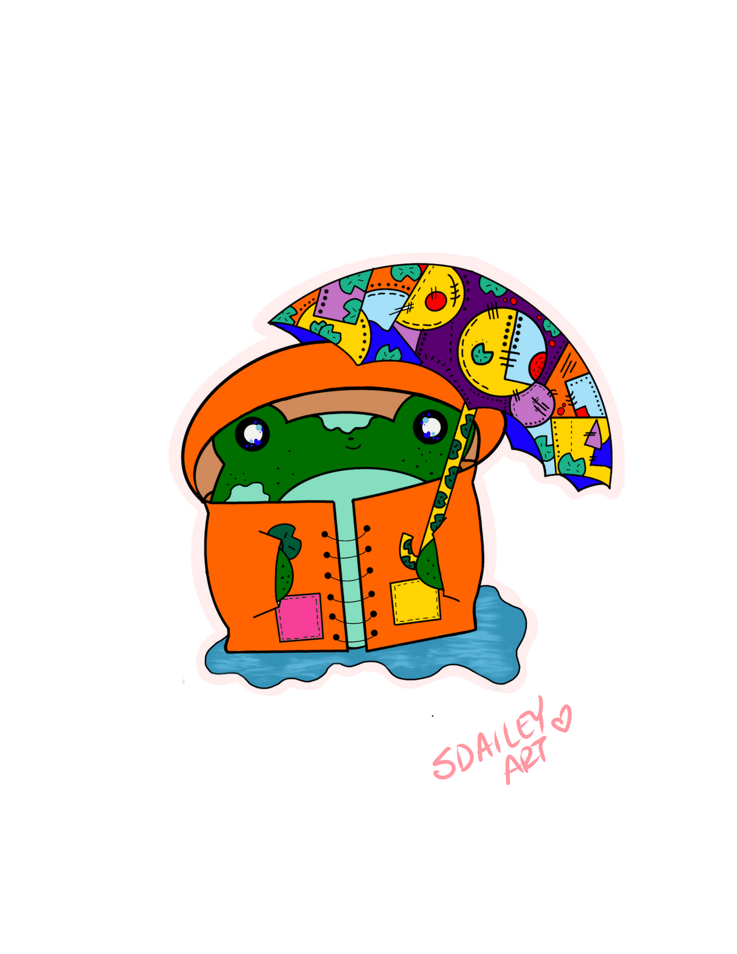 Orange  Raincoat Sticker