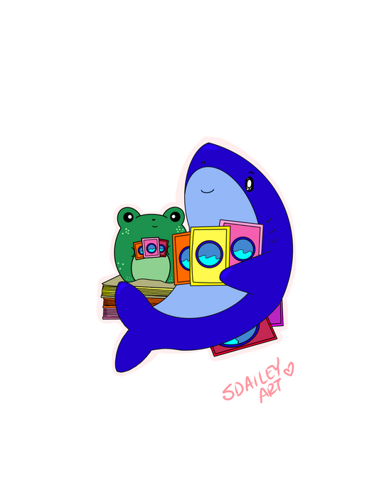 Sharkie and Frog Sticker