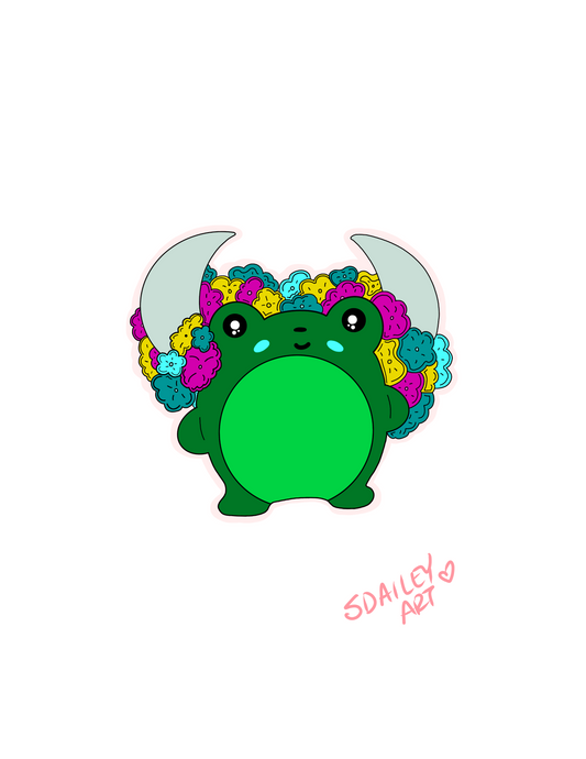 Flower Power Frog Sticker