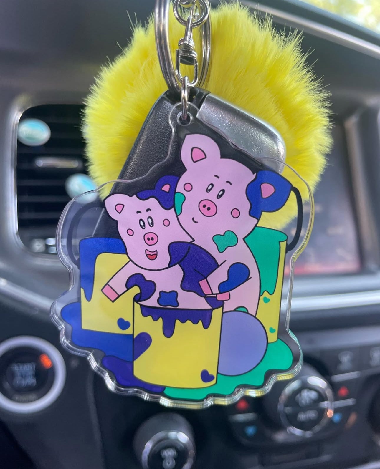 Painted Pig Keychain